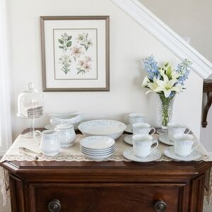 Sheffield "Blue Whisper" 6 Setting Tea/Coffee Set Plus 4 Hostess